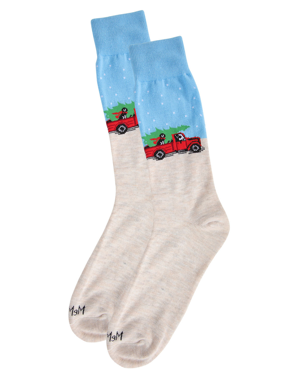 Men's Festive Puppy Pickup Truck Novelty Crew Socks