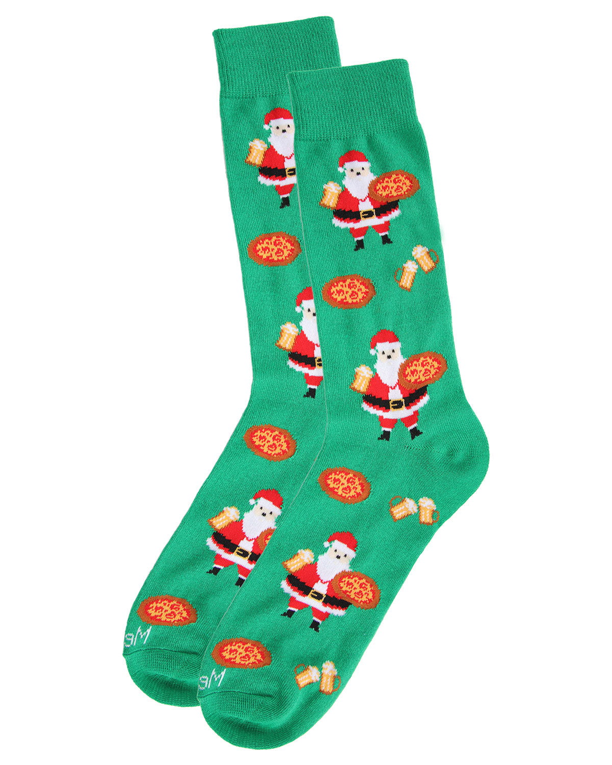 Men's Jolly Santa with Pizza and Beer Novelty Crew Socks