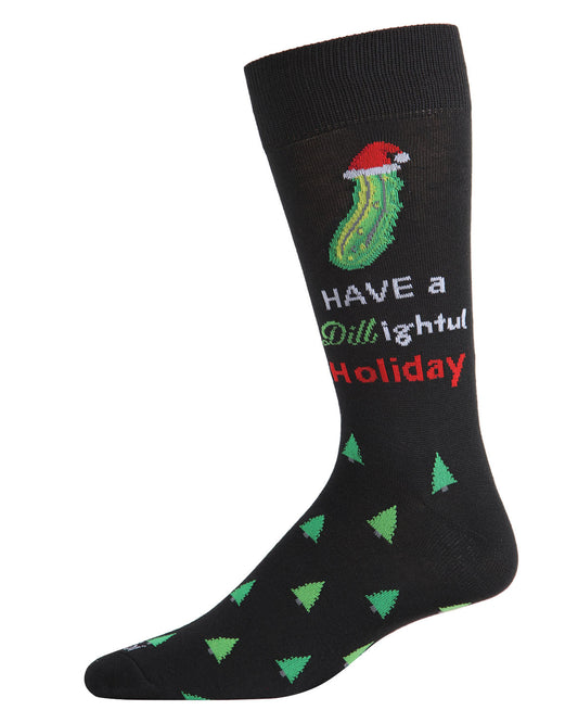 Men's Dill-ightful Holiday Pickle Novelty Crew Socks