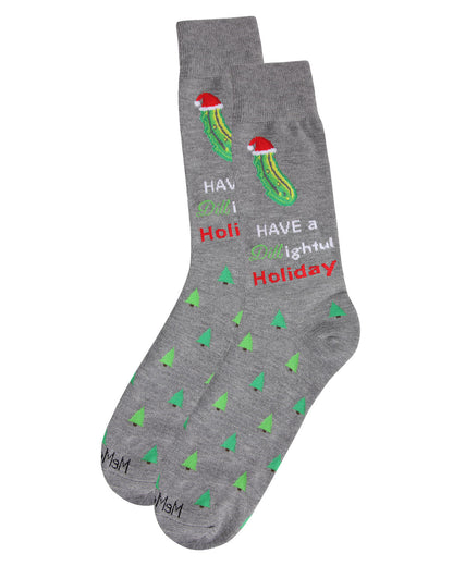 Men's Dill-ightful Holiday Pickle Novelty Crew Socks