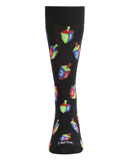 Men's Colorful Hanukkah Dreidel Novelty Crew Socks