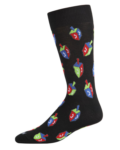 Men's Colorful Hanukkah Dreidel Novelty Crew Socks