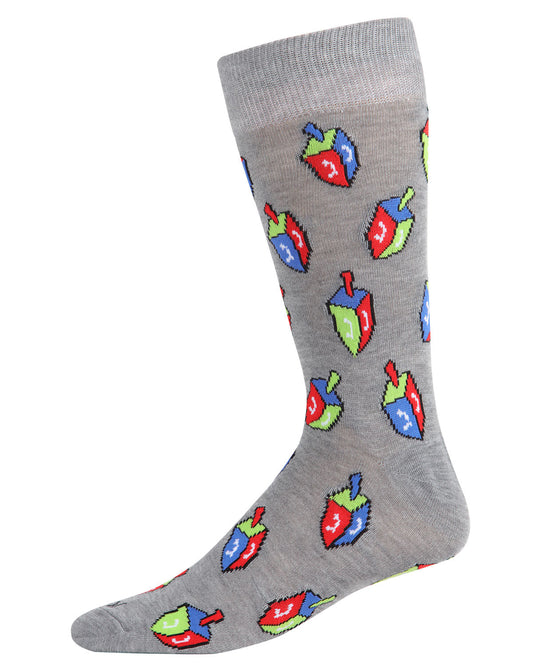 Men's Colorful Hanukkah Dreidel Novelty Crew Socks