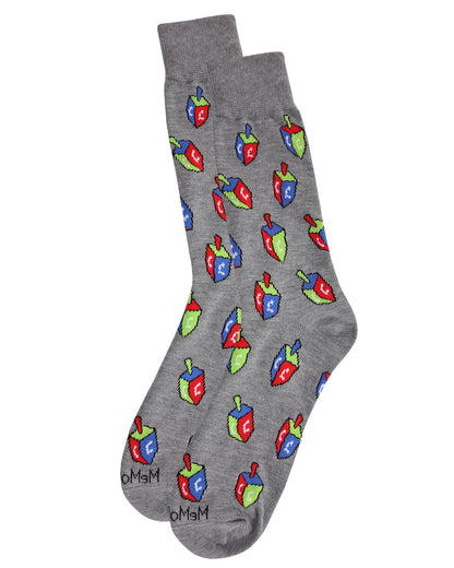 Men's Colorful Hanukkah Dreidel Novelty Crew Socks
