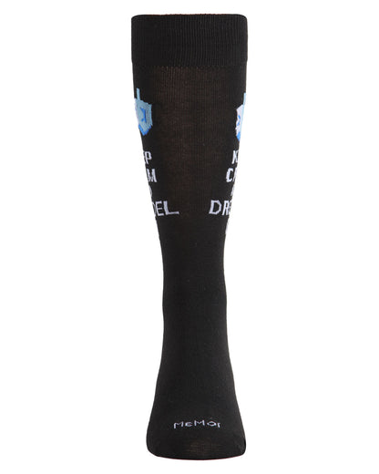 Men's Keep Calm and Dreidel On Hanukkah Novelty Crew Sock