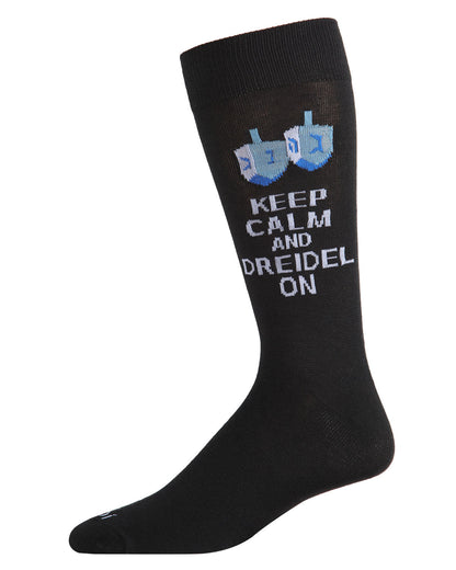 Men's Keep Calm and Dreidel On Hanukkah Novelty Crew Sock