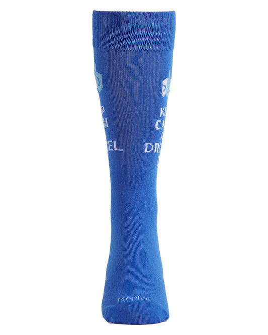 Men's Keep Calm and Dreidel On Hanukkah Novelty Crew Sock