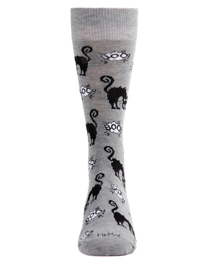 Men's Scary Halloween Black Cat Novelty Crew Sock