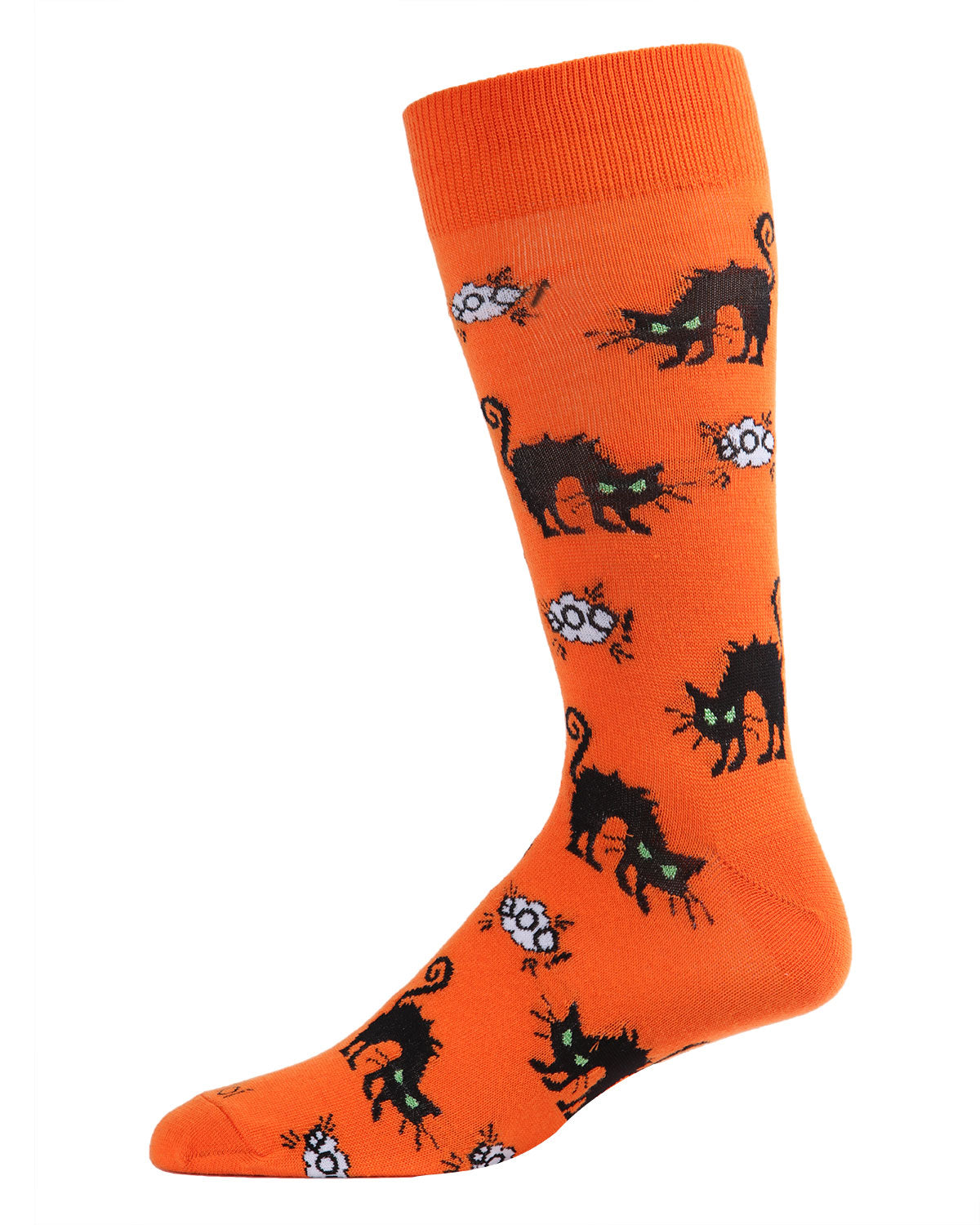 Men's Scary Halloween Black Cat Novelty Crew Sock