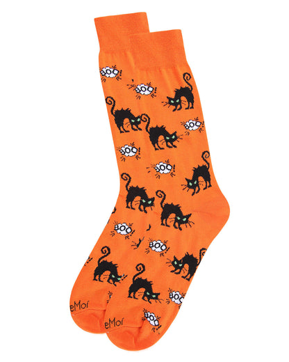 Men's Scary Halloween Black Cat Novelty Crew Sock