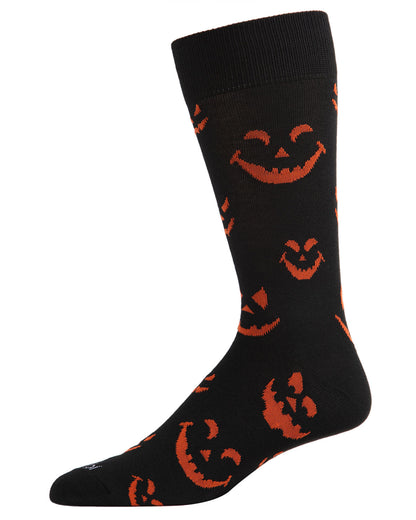 Men's Festive Halloween "Pumpkin Faces" Novelty Crew Sock