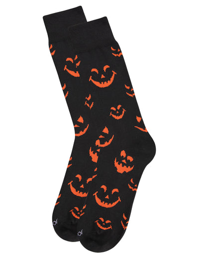 Men's Festive Halloween "Pumpkin Faces" Novelty Crew Sock