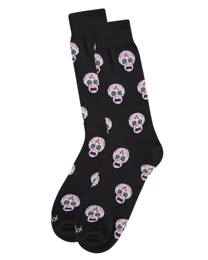 Men's Dia de los Muertos Sugar Skull Novelty Crew Sock