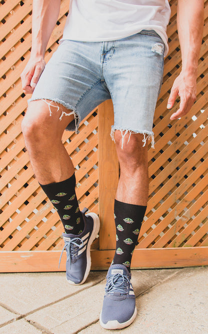Men's Alien Invasion Bamboo Blend Novelty Crew Sock