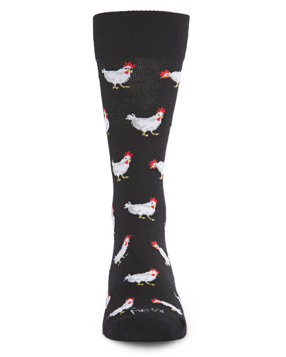 Men's Funny Chicken Pattern Rayon from Bamboo Blend Novelty Crew Sock