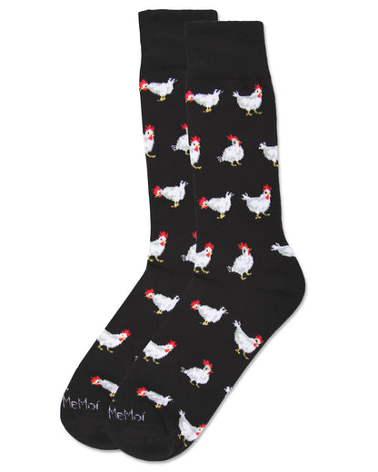 Men's Funny Chicken Pattern Rayon from Bamboo Blend Novelty Crew Sock