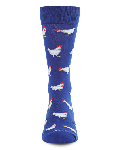 Men's Funny Chicken Pattern Rayon from Bamboo Blend Novelty Crew Sock