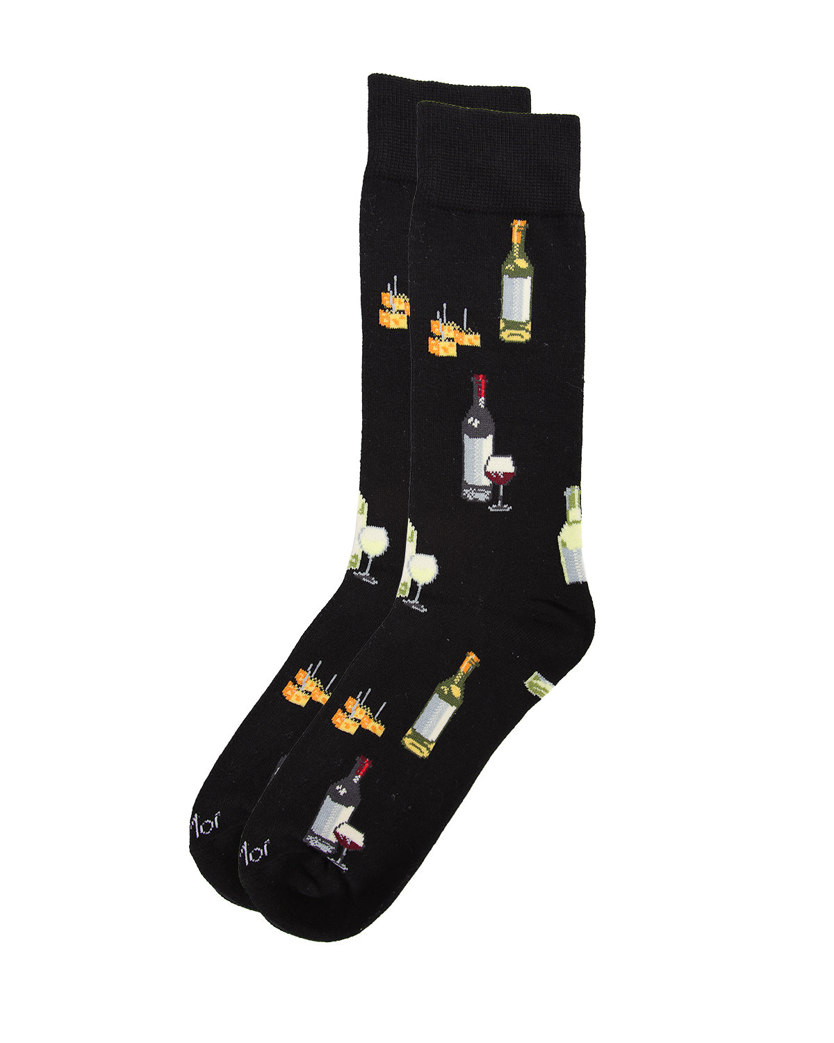 Men's Wine and Cheese Bamboo Blend Novelty Crew Sock