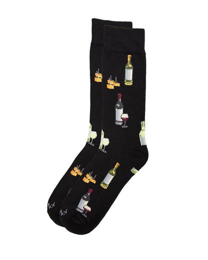 Men's Wine and Cheese Bamboo Blend Novelty Crew Sock