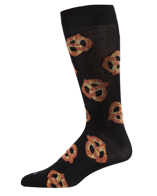 Men's Pretzel Pattern Rayon from Bamboo Blend Novelty Crew Sock