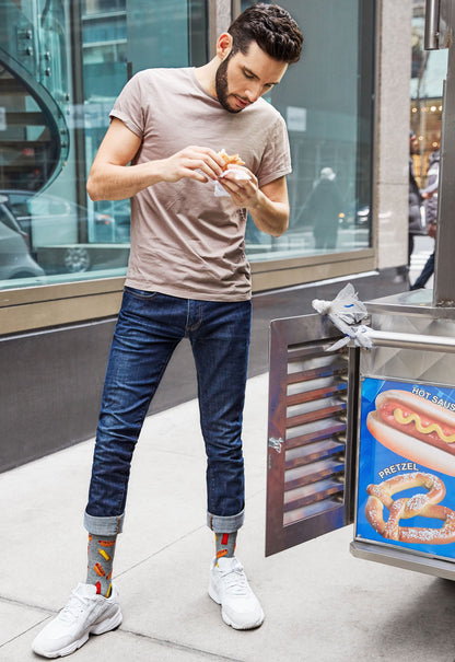 Men's Tasty Hot Dogs Bamboo Blend Novelty Crew Sock