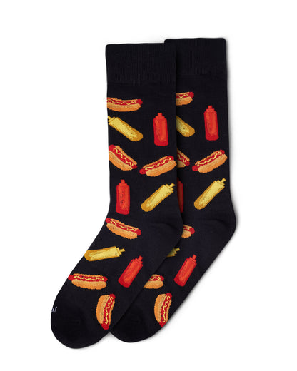 Men's Tasty Hot Dogs Bamboo Blend Novelty Crew Sock