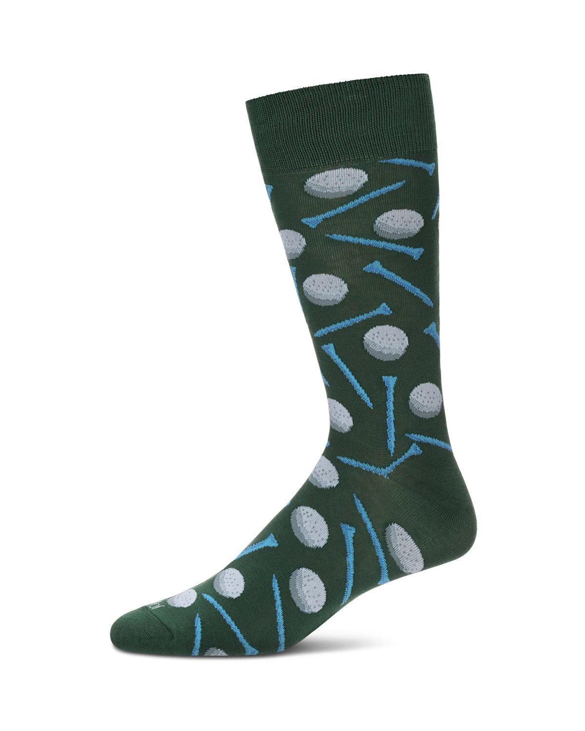 Men's "Golf Ball and Tee" Rayon from Bamboo Blend Novelty Crew Sock