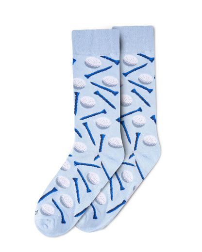 Men's "Golf Ball and Tee" Rayon from Bamboo Blend Novelty Crew Sock
