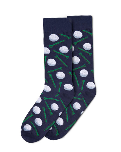 Men's "Golf Ball and Tee" Rayon from Bamboo Blend Novelty Crew Sock