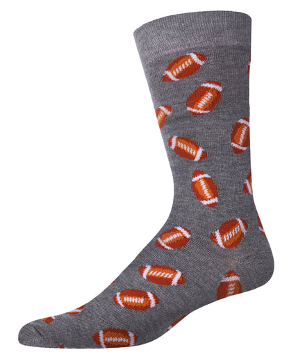 Men's "Football Fan" Rayon from Bamboo Blend Novelty Crew Sock
