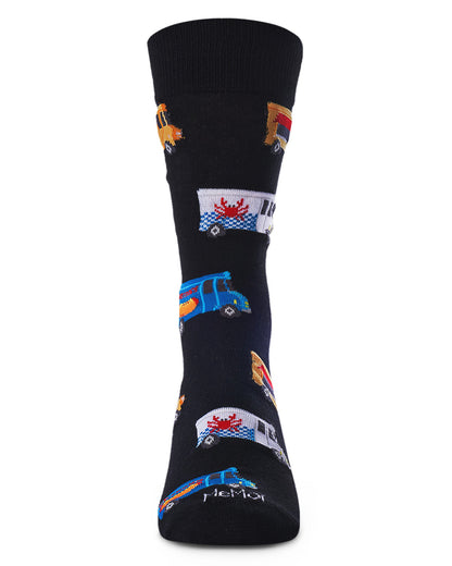 Men's Colorful Food Trucks Bamboo Blend Novelty Crew Sock