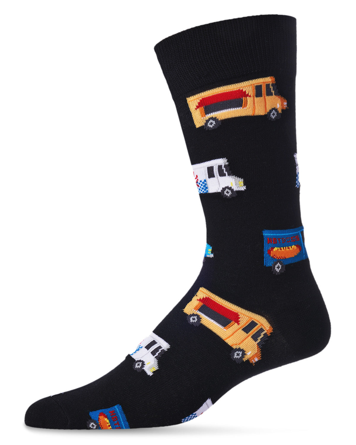 Men's Colorful Food Trucks Bamboo Blend Novelty Crew Sock