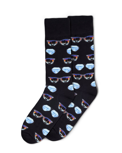 Men's Cool Sunglasses Bamboo Blend Novelty Crew Sock