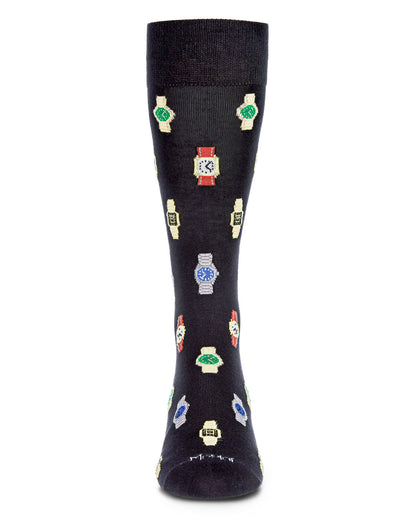 Men's Time to Get a Watch Bamboo Blend Novelty Crew Sock
