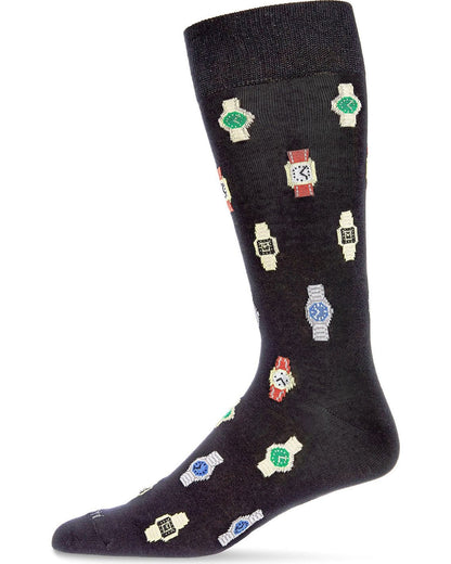 Men's Time to Get a Watch Bamboo Blend Novelty Crew Sock