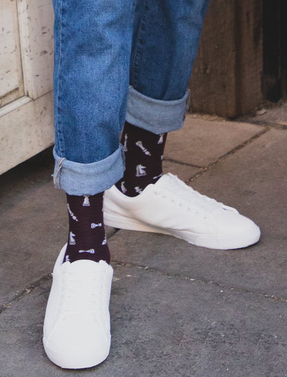 Men's Checkmate Chess Rayon From Bamboo Crew Socks