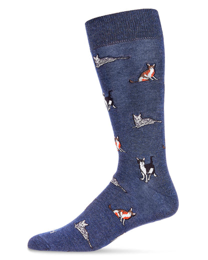Men's Hip Cool Cats Bamboo Blend Novelty Crew Sock