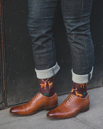 Men's Oh Deer Bamboo Blend Novelty Crew Sock