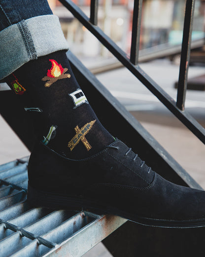 Men's Happy Camper Bamboo Blend Novelty Crew Sock