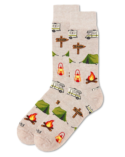Men's Happy Camper Bamboo Blend Novelty Crew Sock