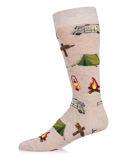 Men's Happy Camper Bamboo Blend Novelty Crew Sock