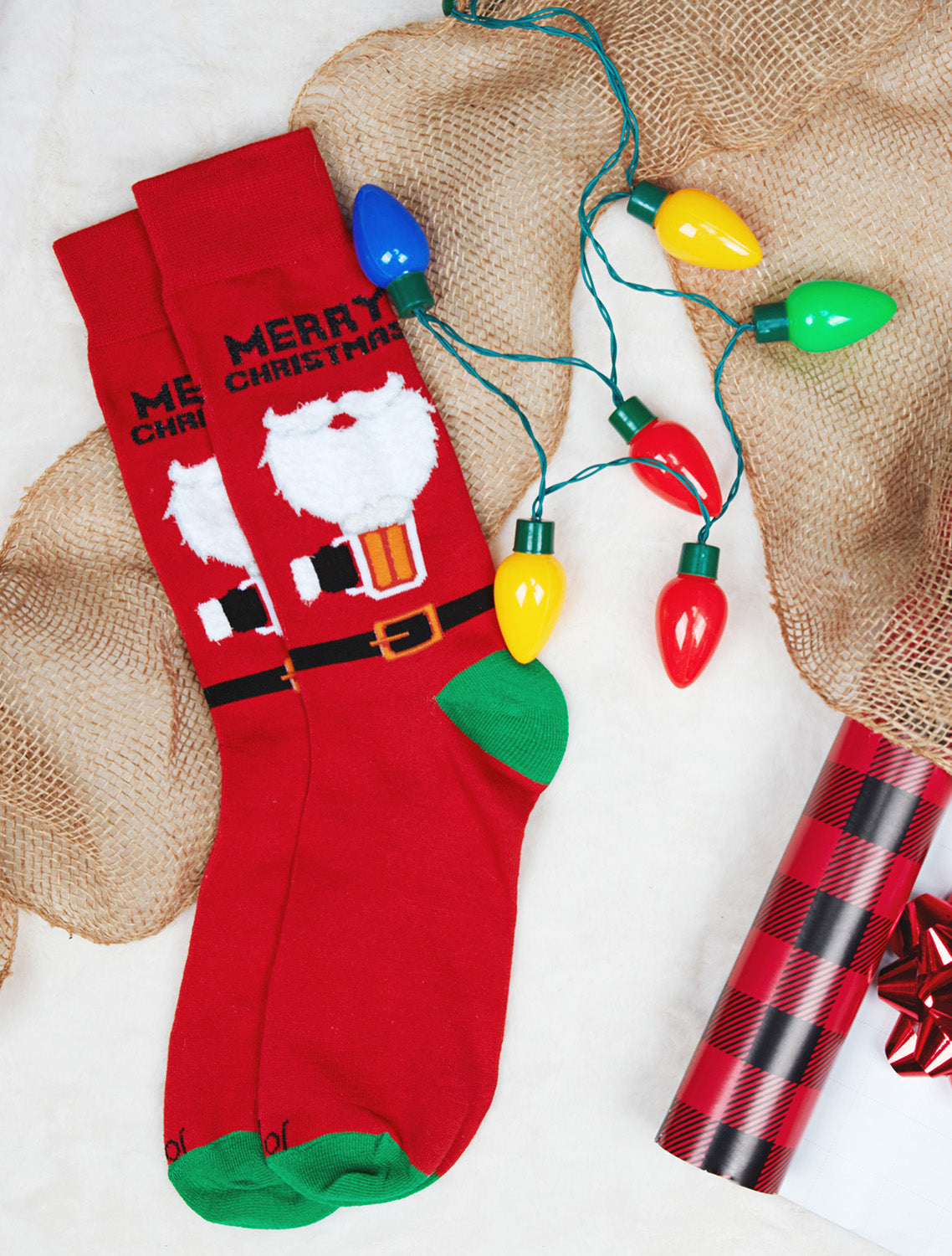 Men's Santa Claus and Suds Holiday Crew Novelty Socks
