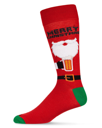 Men's Santa Claus and Suds Holiday Crew Novelty Socks