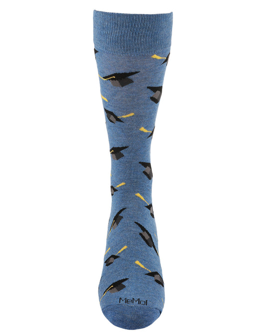 Men's Graduation Pattern Rayon from Bamboo Novelty Crew Sock