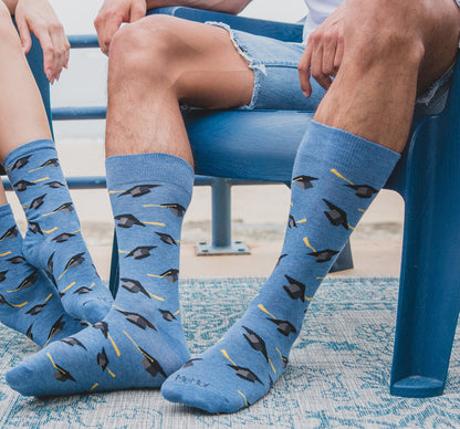 Men's Graduation Pattern Rayon from Bamboo Novelty Crew Sock