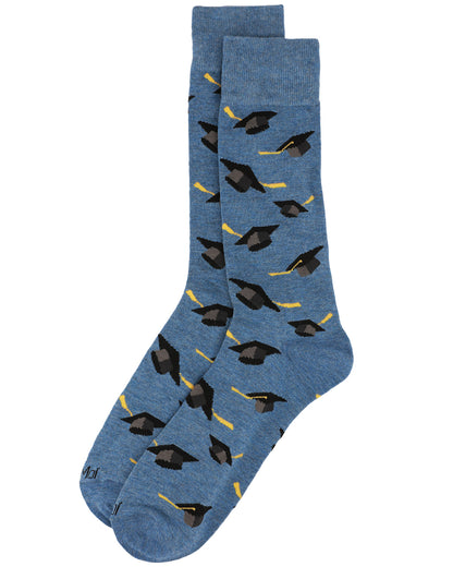 Men's Graduation Pattern Rayon from Bamboo Novelty Crew Sock