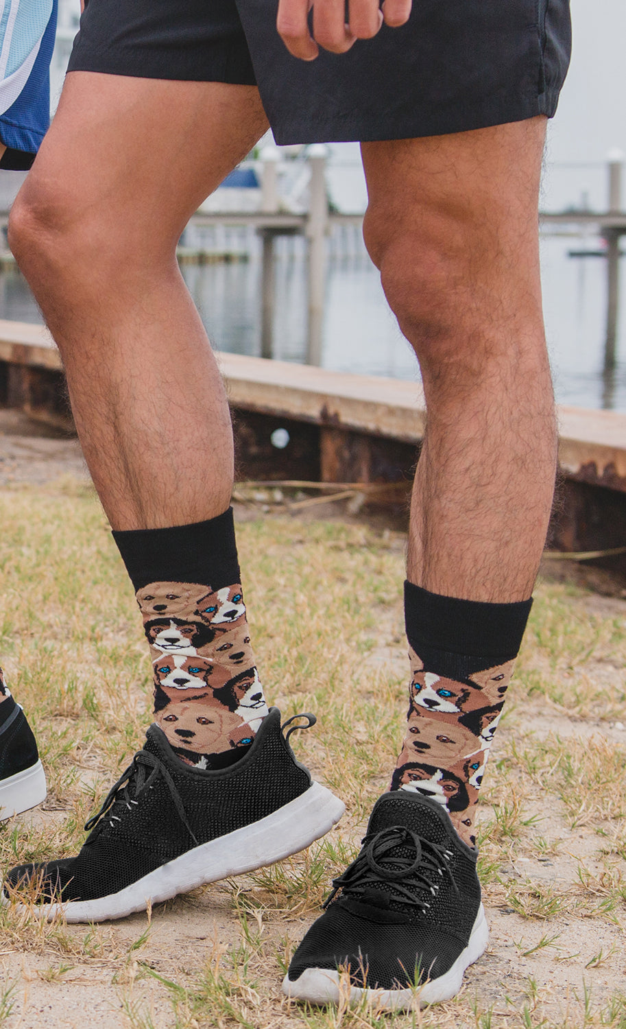 Men's Puppy Dog Face Bamboo Blend Novelty Crew Sock