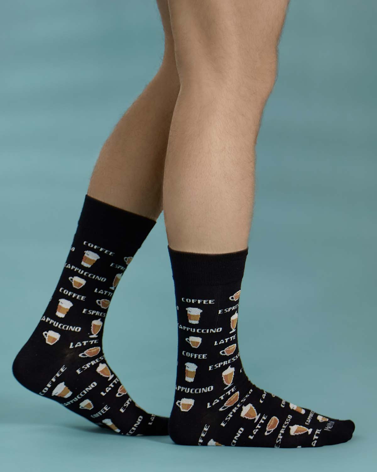 Coffee Time Men's Bamboo Blend Novelty Crew Sock