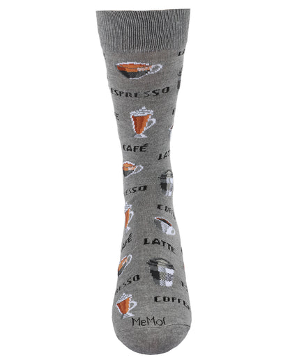 Coffee Time Men's Bamboo Blend Novelty Crew Sock