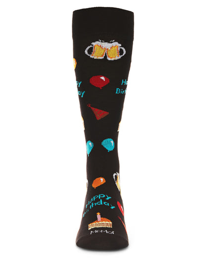 Men's "Happy Birthday" Rayon from Bamboo Blend Novelty Crew Sock